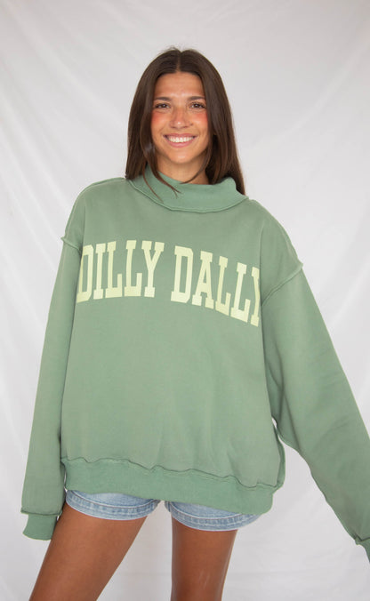dilly dally mock neck sweatshirt - green