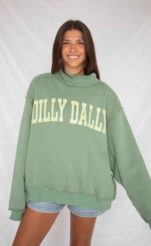 dilly dally mock neck sweatshirt - green