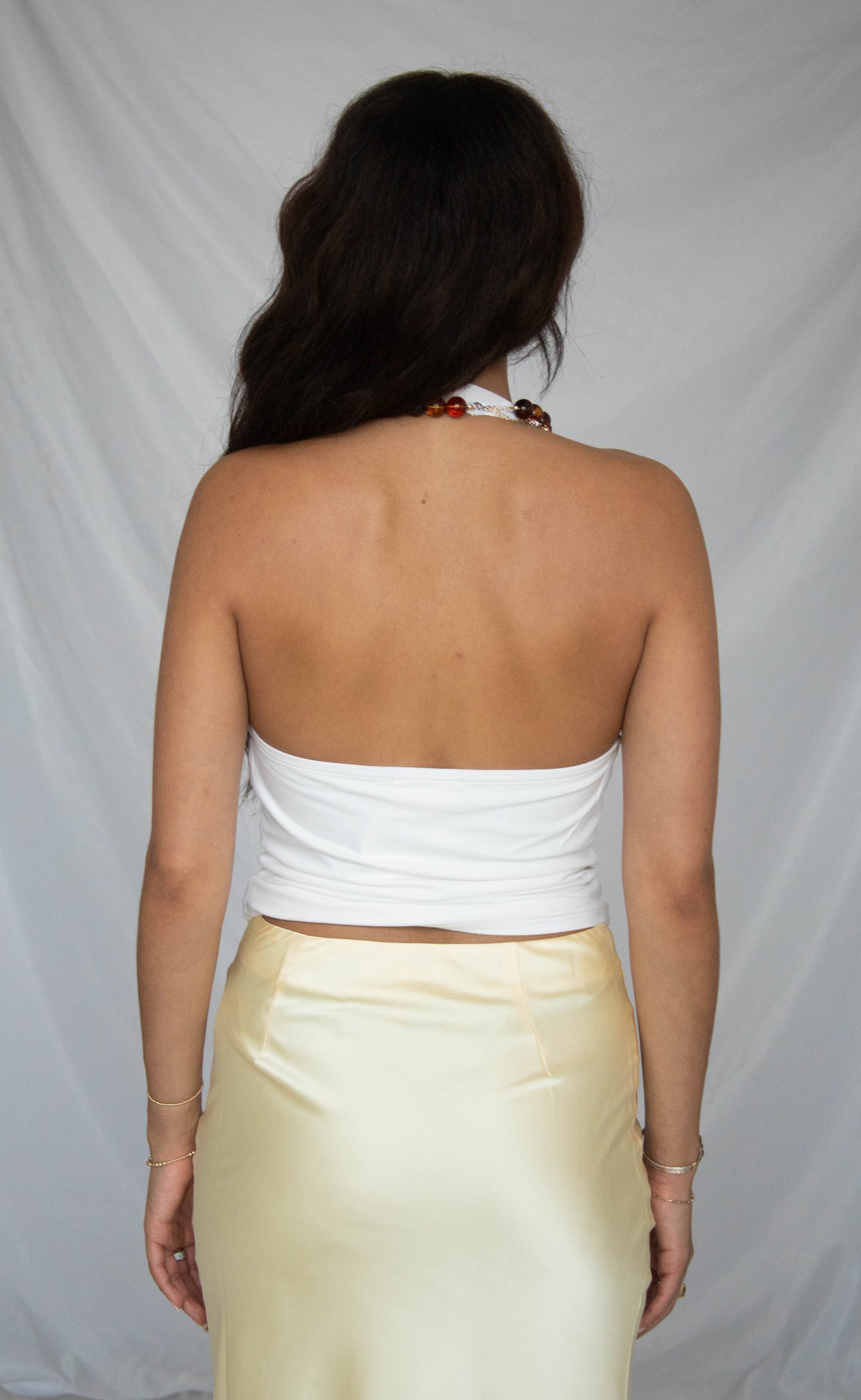 first glance cowl neck halter top