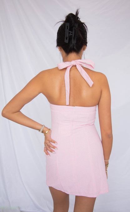 feels right gingham halter dress