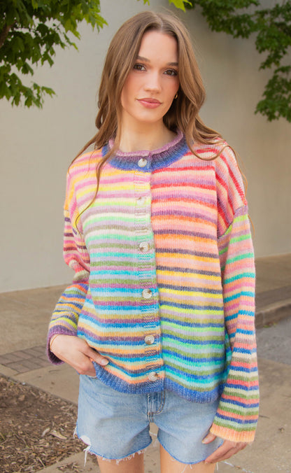 in the clouds striped cardigan - sky purple