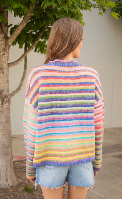 in the clouds striped cardigan - sky purple