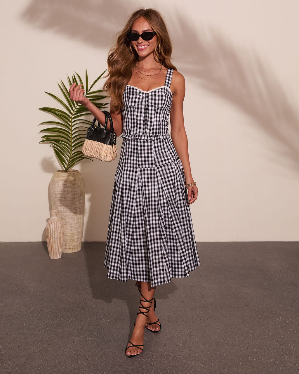 Coastal Picnic Gingham Print Corset Top