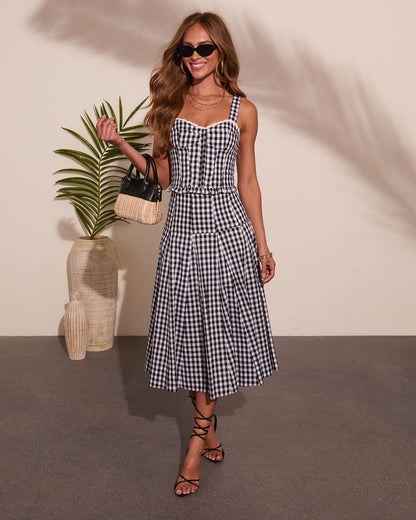 Coastal Picnic Gingham Print Corset Top