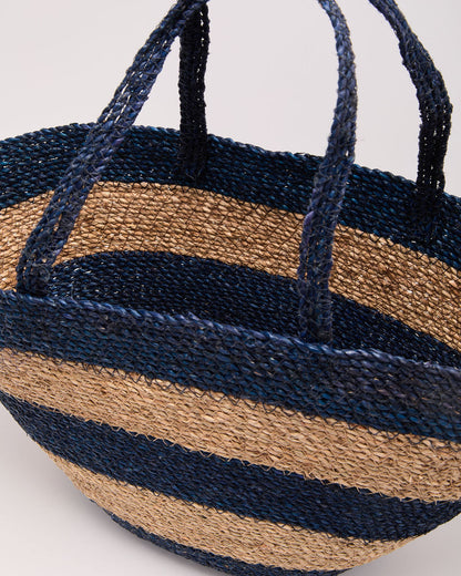 Bright Escape Striped Woven Straw Tote Bag
