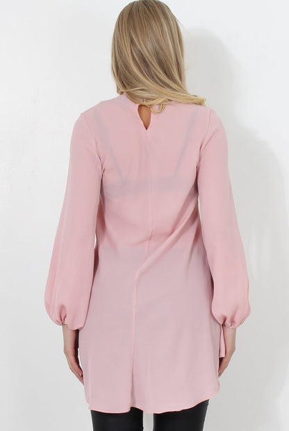 Amber Pink Pussy Bow Neck Top