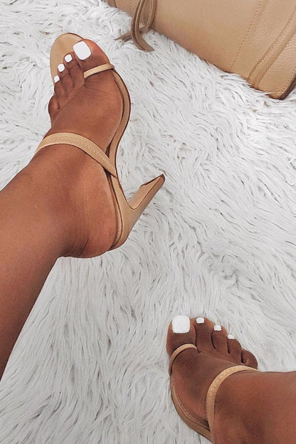 Beige Toe Cuff Faux Leather Mules - Abria