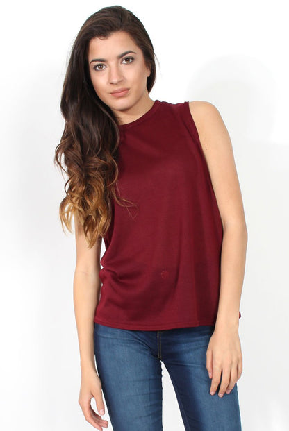 Beth Wine Side Panel High Neck Top