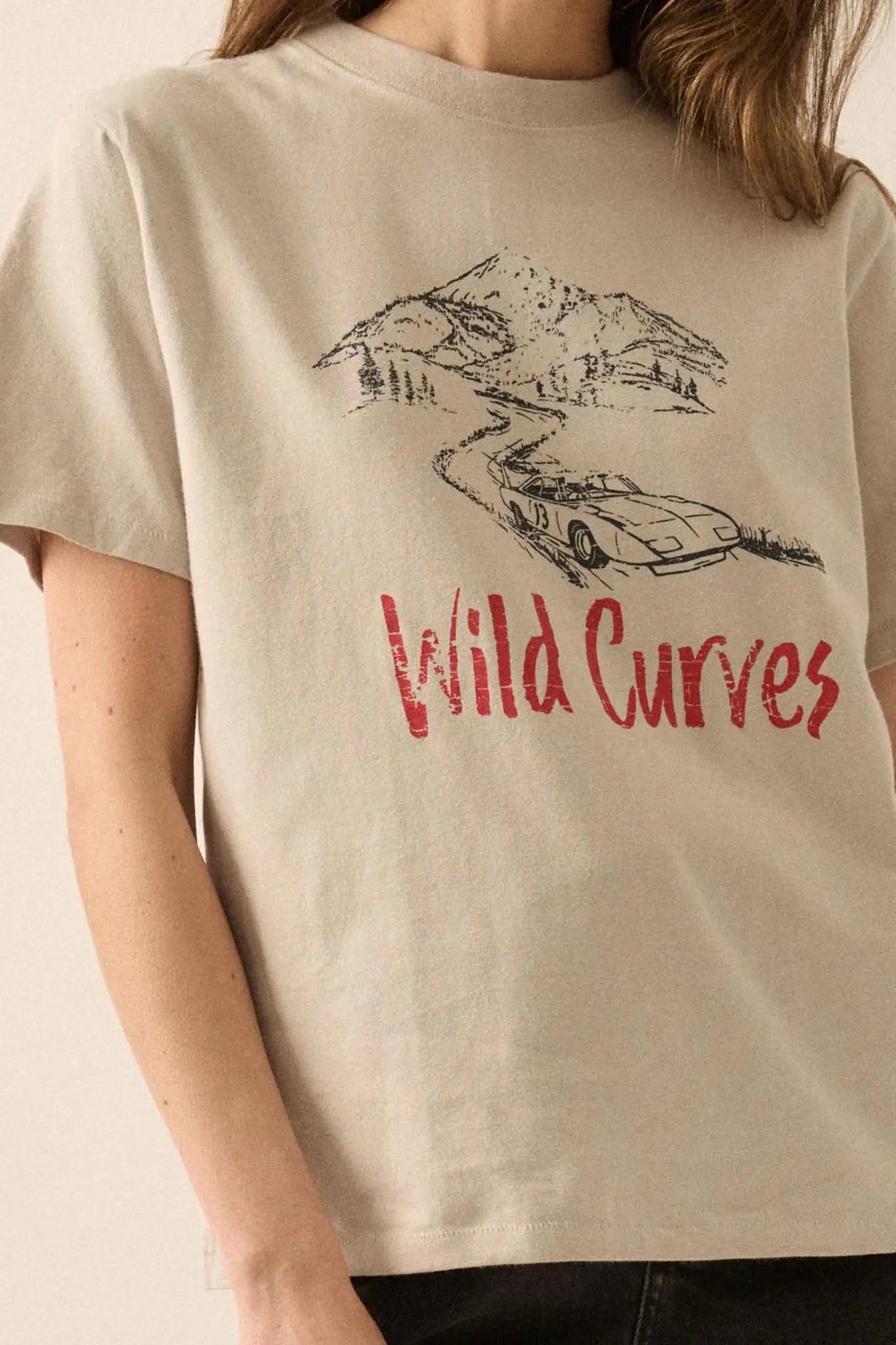 Wild Curves Vintage-Print Hot Rod Graphic Tee