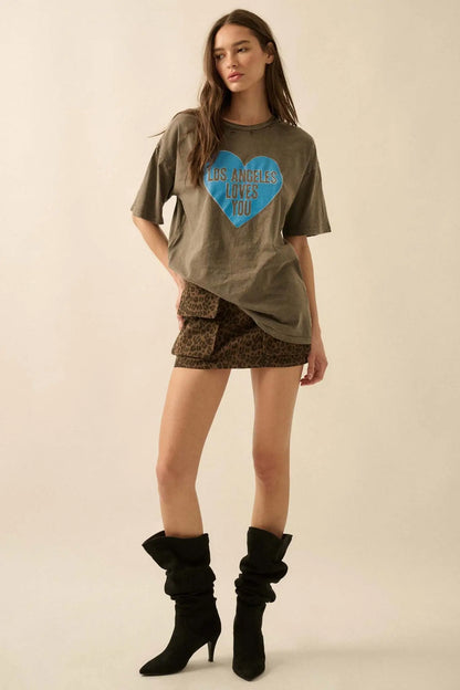 LA Loves You Distressed Oversize Graphic Tee