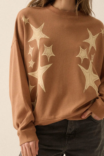 Stars Align Vintage-Print Thermal Graphic Top