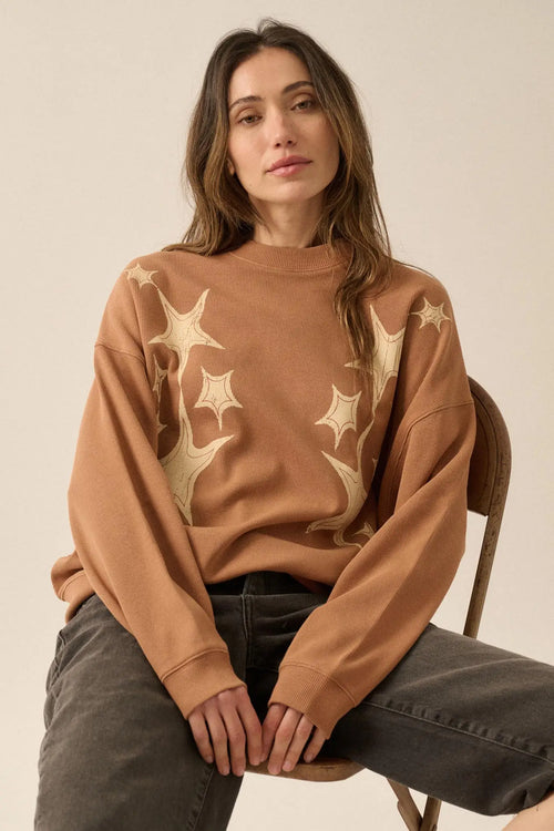 Stars Align Vintage-Print Thermal Graphic Top