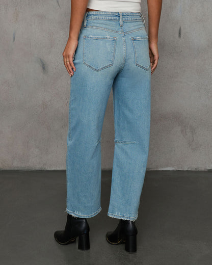 Evangelina Stretch Distressed Barrel Jeans