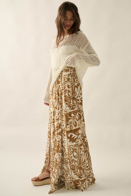 Beautiful Nomad Abstract Floral-Print Split-Hem Pants
