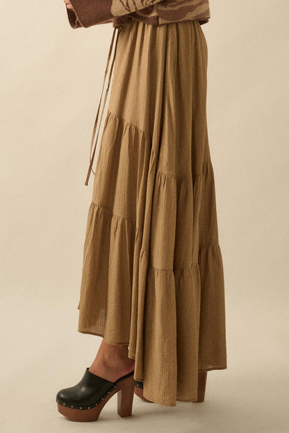 Love You So Button-Front Tiered Ruffle Maxi Skirt