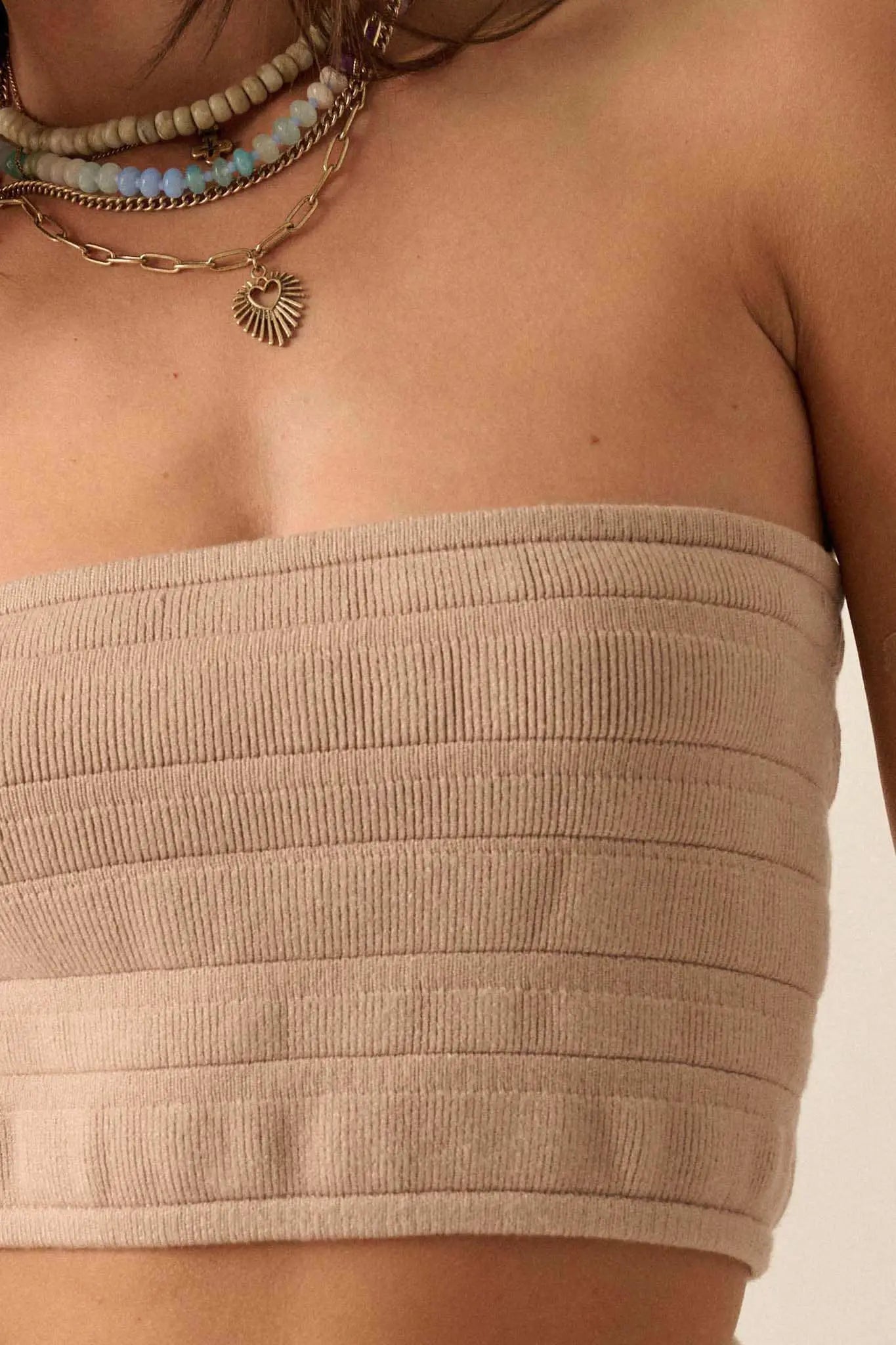 Totally Tubular Ribbed Knit Bandeau Tube Top