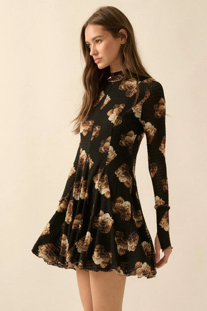 Sweet Bouquet Floral Honeycomb Mesh Mini Dress