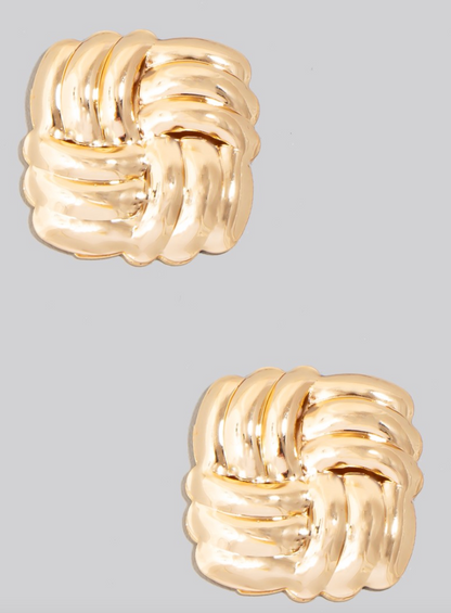 Metallic Square Weave Stud Earrings
