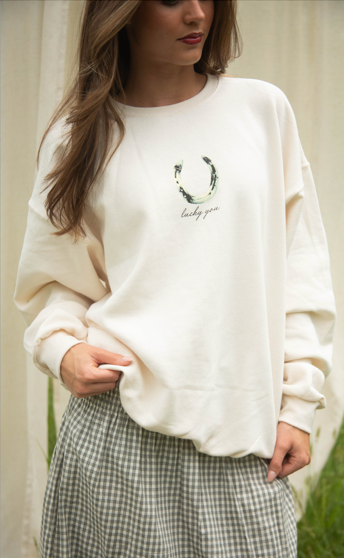 charlie southern x emma katherine art: lucky you horseshoe sweatshirt