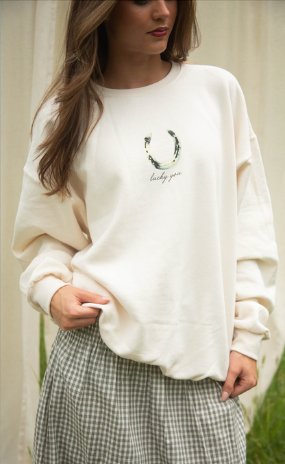 charlie southern x emma katherine art: lucky you horseshoe sweatshirt