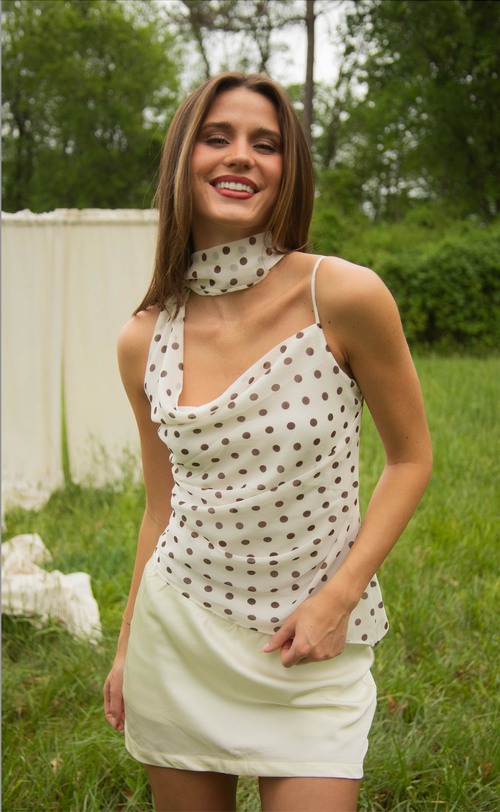 astr: adrie top - cream polka dot