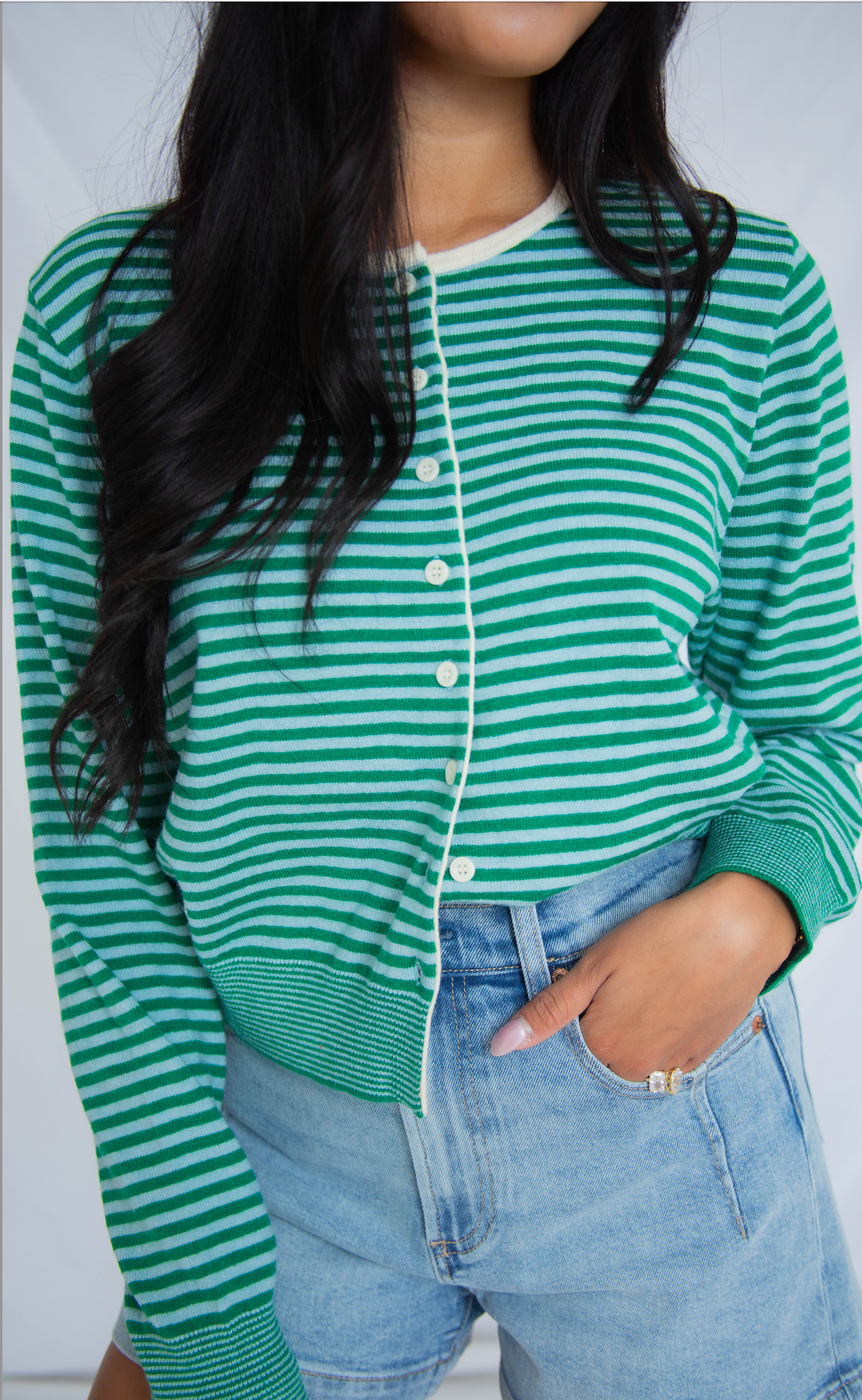 crisp lines cardigan - green