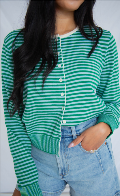 crisp lines cardigan - green