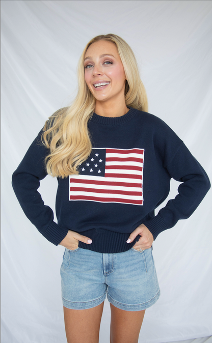 declaration flag sweater - navy