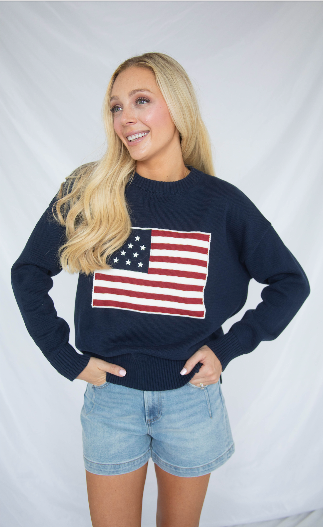 declaration flag sweater - navy
