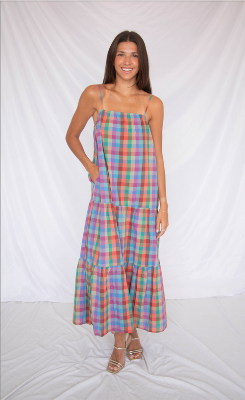 dancing around plaid maxi dress