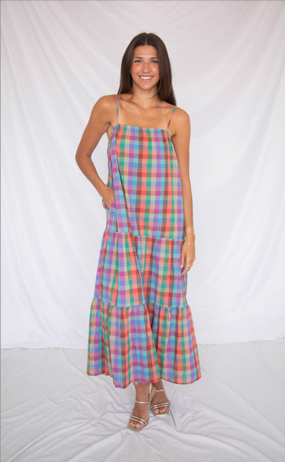 dancing around plaid maxi dress