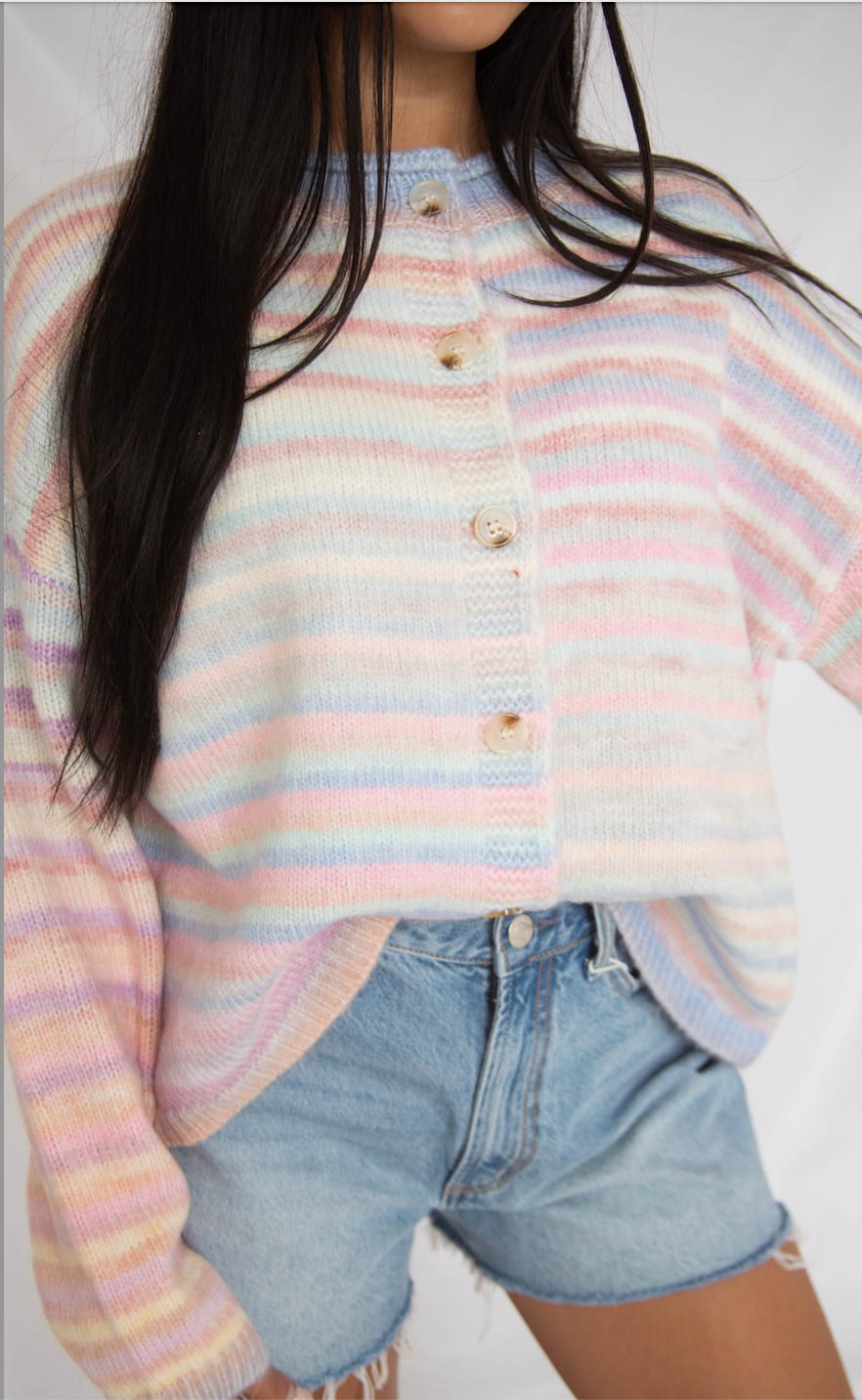in the clouds striped cardigan - pastel