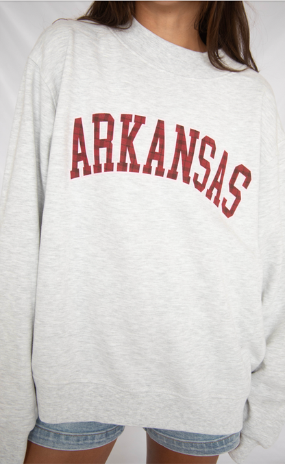 charlie southern: arkansas mock neck - red plaid