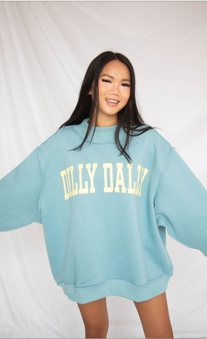dilly dally mock neck sweatshirt - blue