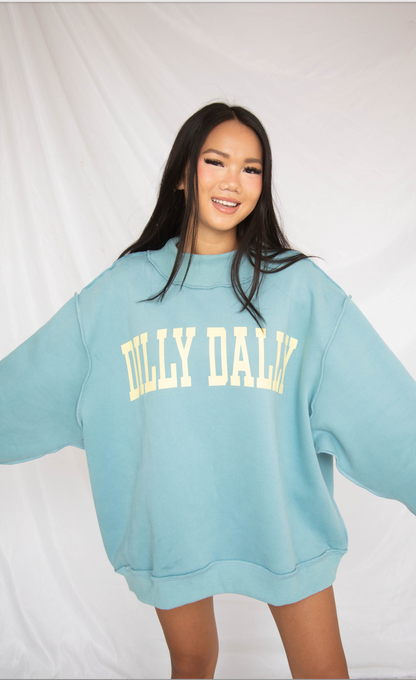 dilly dally mock neck sweatshirt - blue