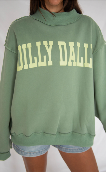 dilly dally mock neck sweatshirt - green