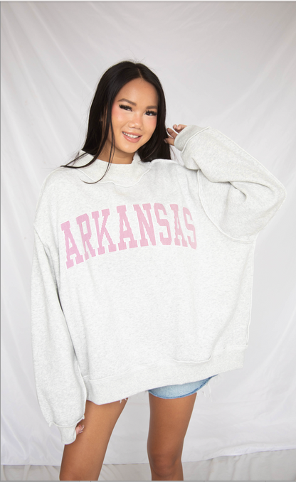 arkansas stripe mockneck - crimson stripe