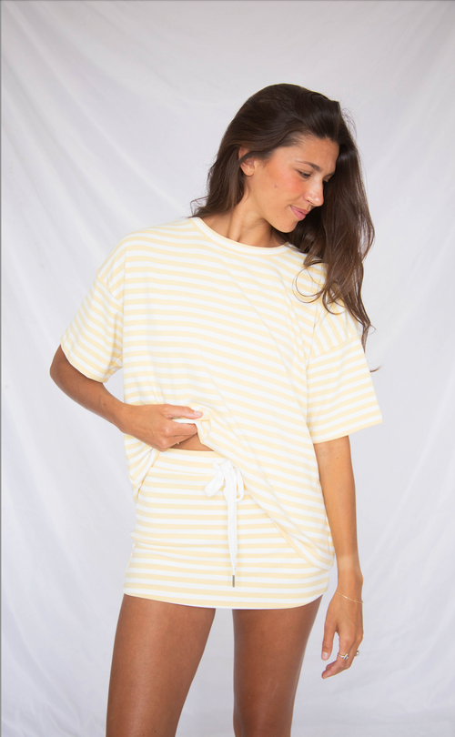 bright side stripe skort set - yellow