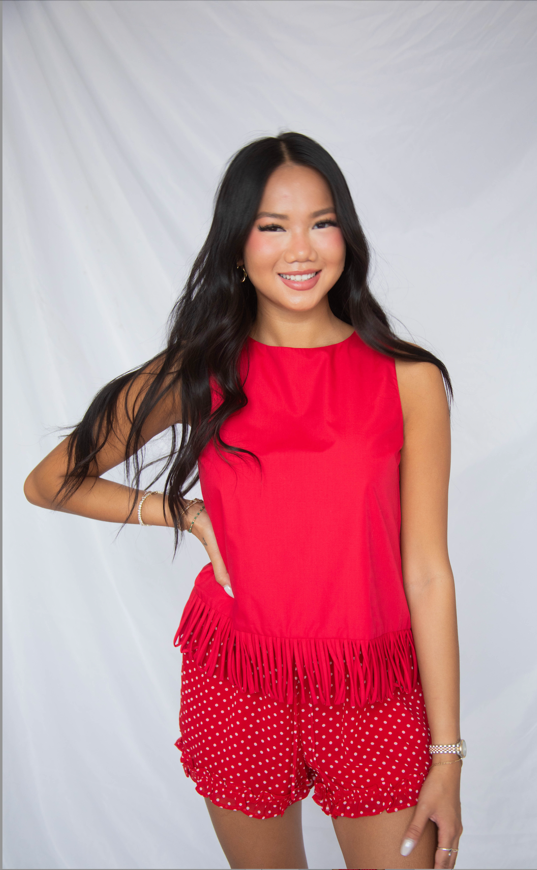 on the other side fringe hem top