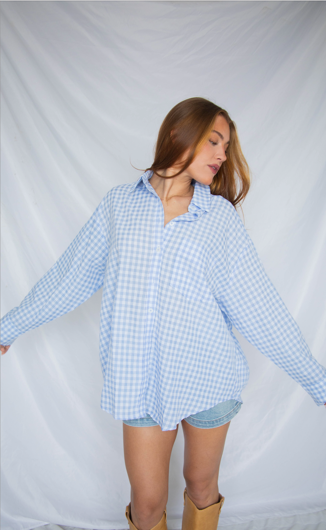 going gingham button down - blue