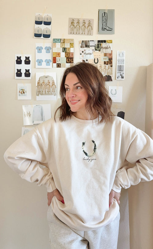 charlie southern x emma katherine art: lucky you horseshoe sweatshirt