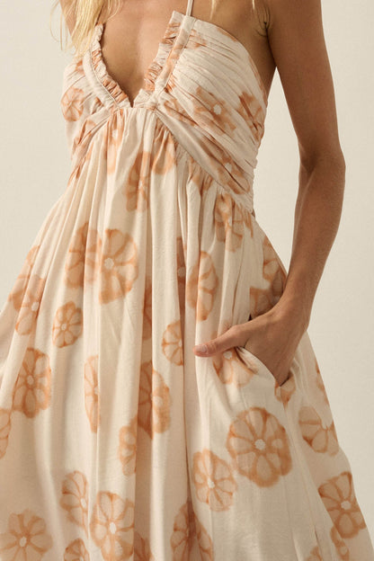 Summer Delight Floral Tie-Back Halter Maxi Dress