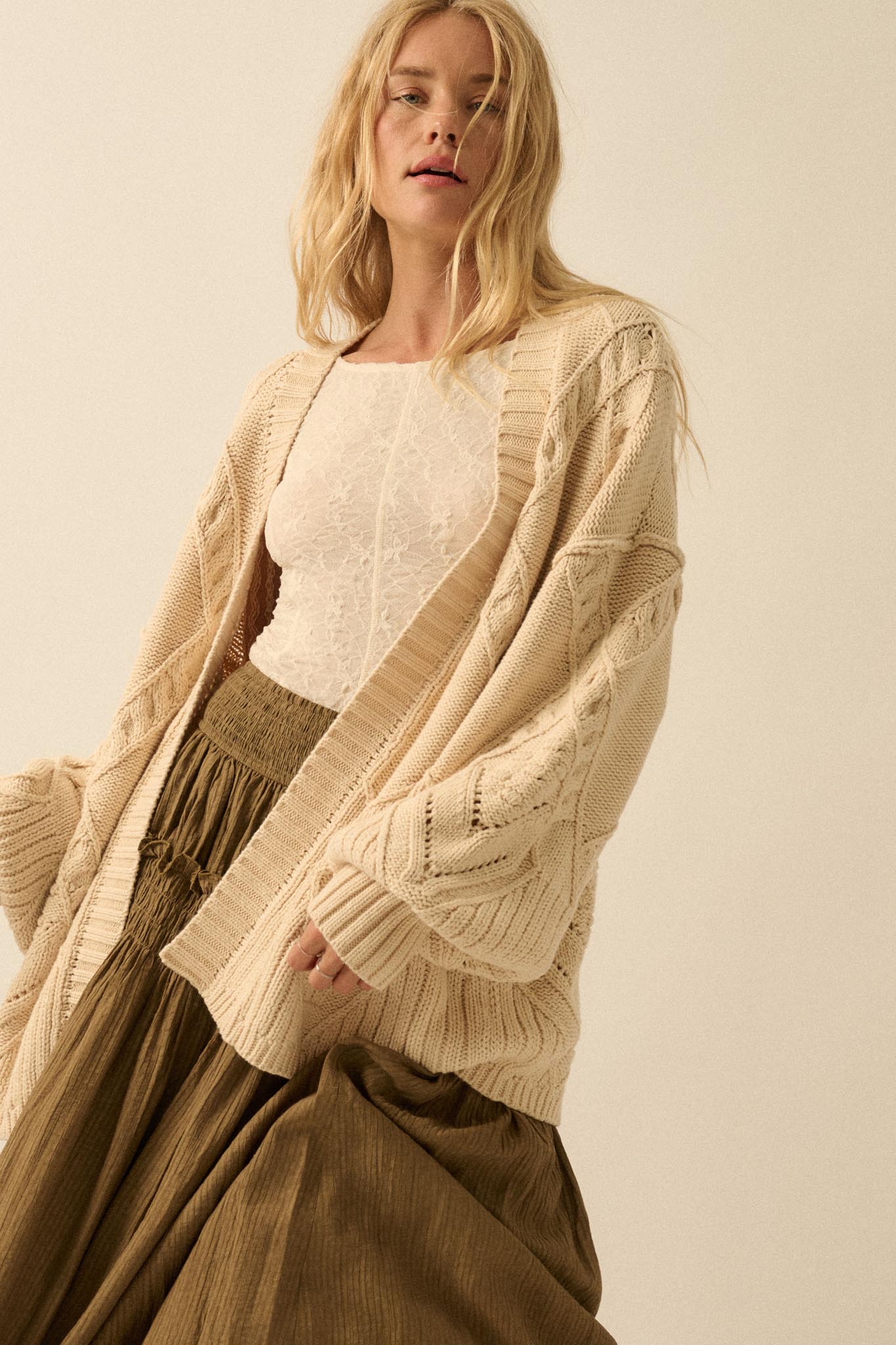 Twist Me Around Cable Knit Oversize Cardigan
