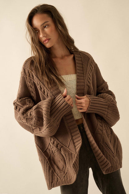 Twist Me Around Cable Knit Oversize Cardigan