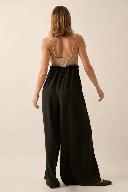 Step By Step Textured Wide-Leg Cami Jumpsuit