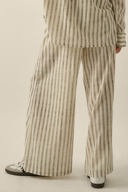 Weekend Mood Striped Wide-Leg Drawstring Pants