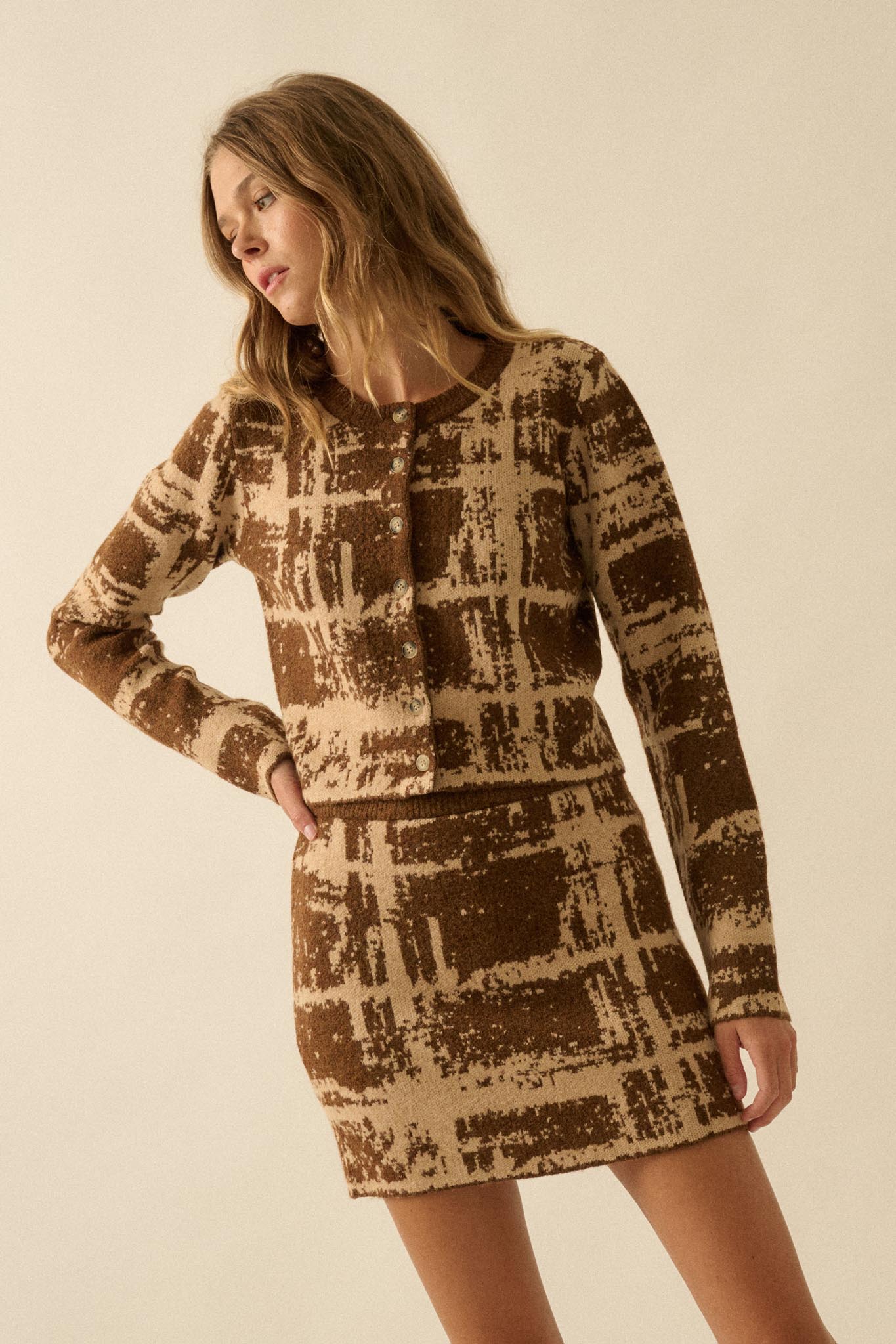 Squared Away Plaid Jacquard-Knit Mini Skort