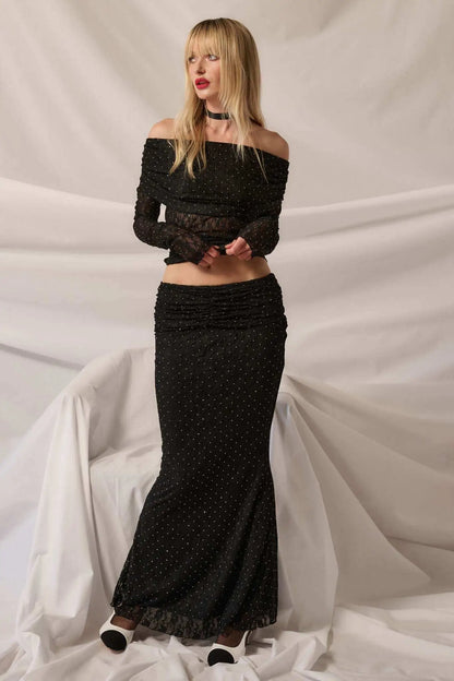 Written in the Stars Studded Lace Off-Shoulder Top