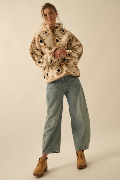Sierra Sky Geo-Print Fleece Half-Zip Pullover