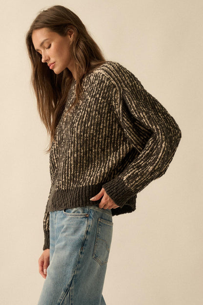 Live and Learn Marled Boucle Rib-Knit Sweater